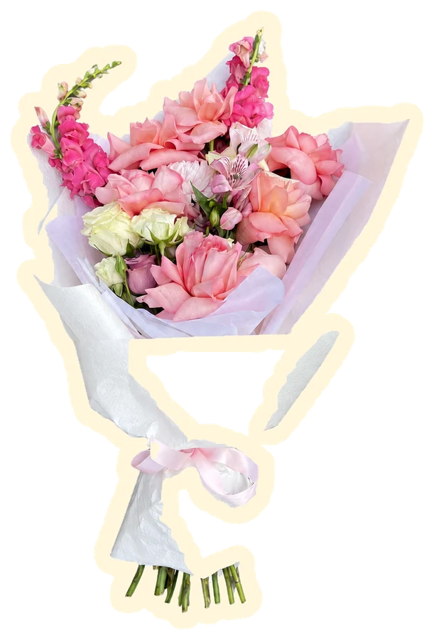 Tall pink bouquet sticker