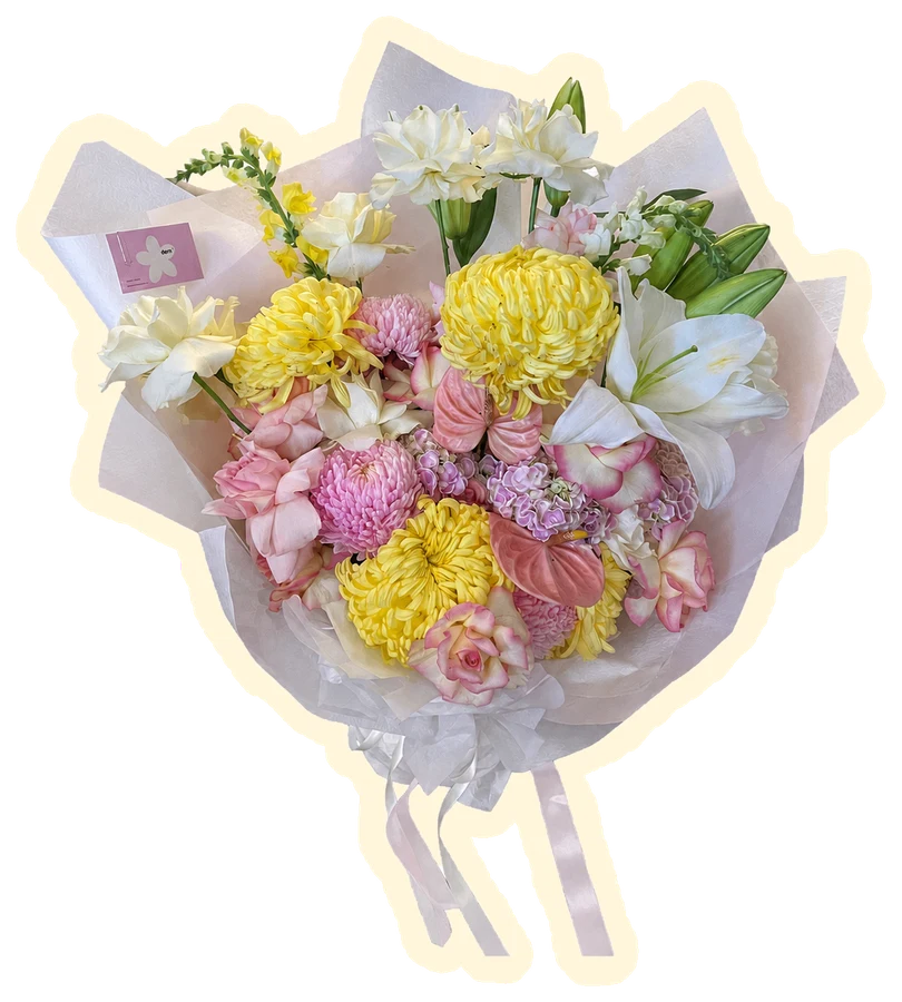 Yellow and pink bouquet sticker