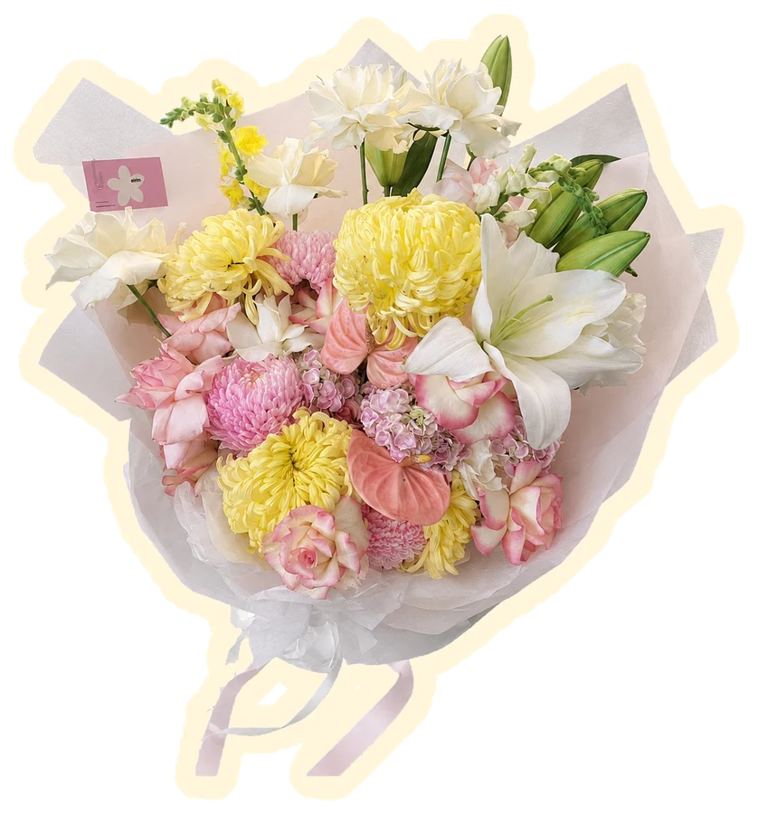 Yellow and pink bouquet sticker