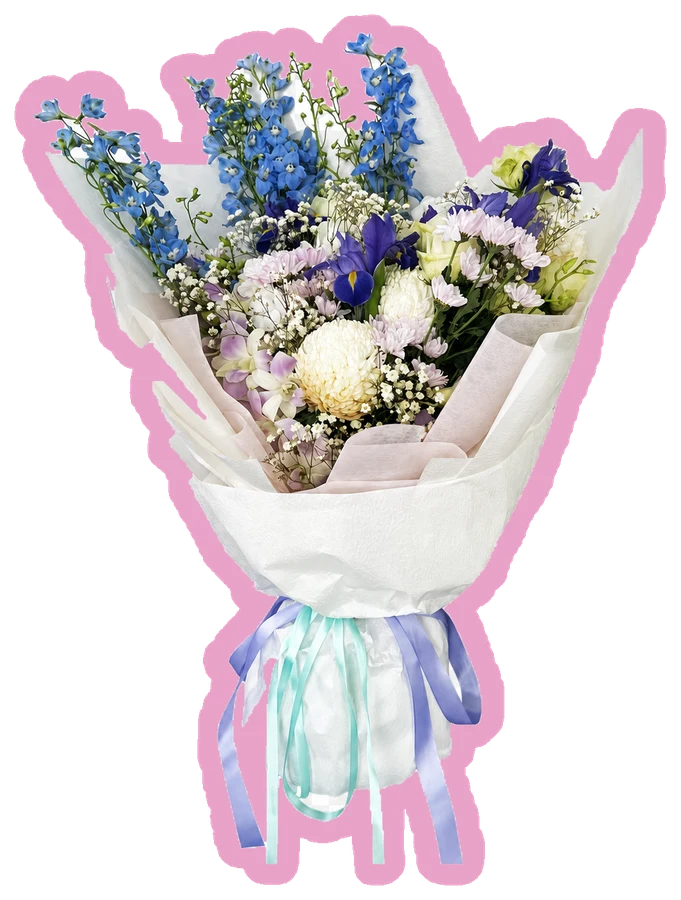 Blue and white bouquet sticker