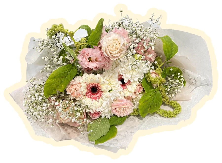 Flat lay bouquet sticker